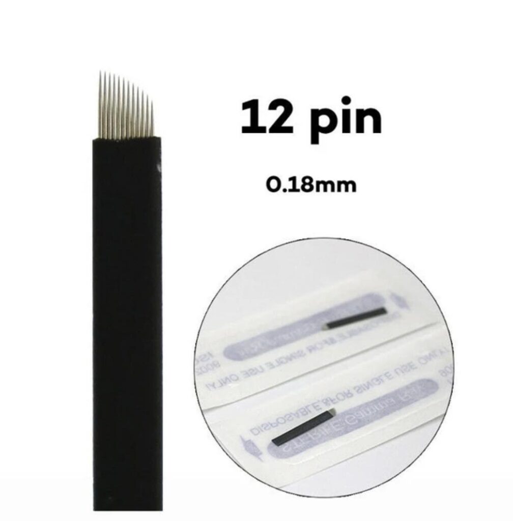 No 12 pin slanted microblading blades - black casing 0.18mm