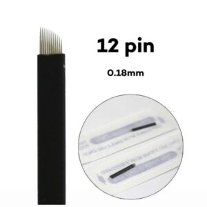 No 12 pin slanted microblading blades - black casing 0.18mm